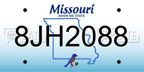 8JH2088 Missouri License Plate