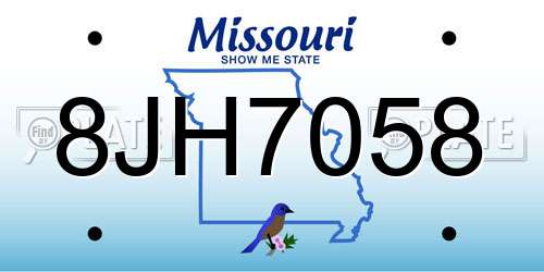 8JH7058 Missouri License Plate