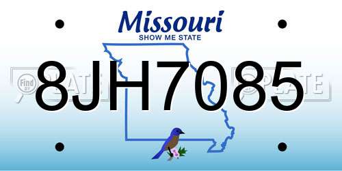 8JH7085 Missouri License Plate