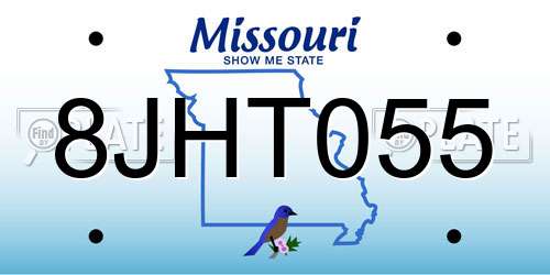 8JHT055 Missouri License Plate