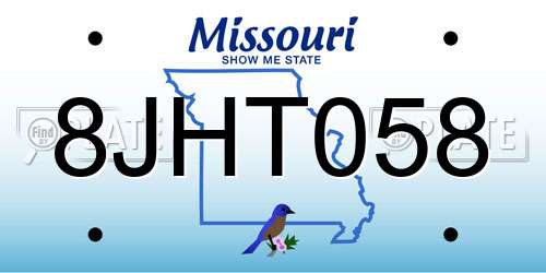 8JHT058 Missouri License Plate