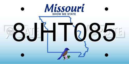 8JHT085 Missouri License Plate