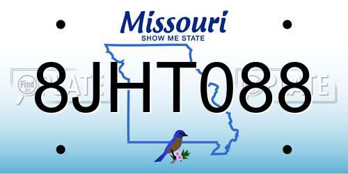 8JHT088 Missouri License Plate