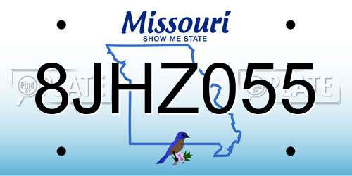 8JHZ055 Missouri License Plate