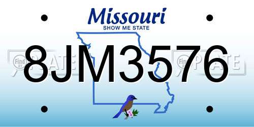 8JM3576 Missouri License Plate