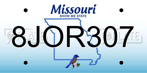 8JOR307 Missouri License Plate