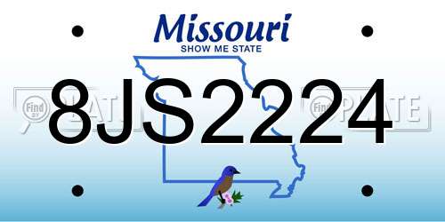 8JS2224 Missouri License Plate