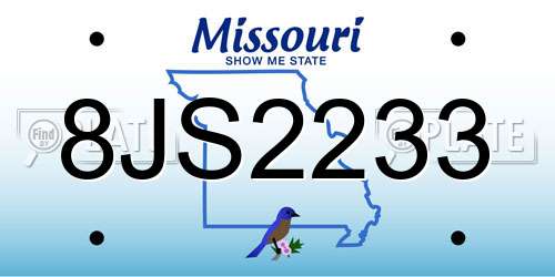 8JS2233 Missouri License Plate