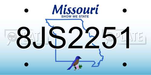 8JS2251 Missouri License Plate
