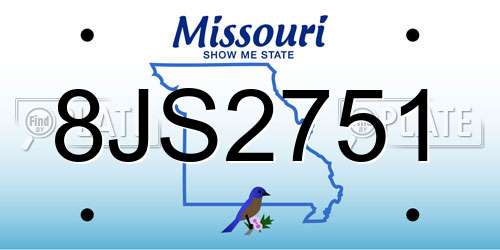 8JS2751 Missouri License Plate