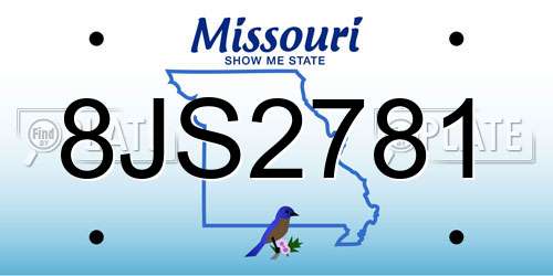 8JS2781 Missouri License Plate