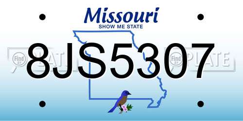 8JS5307 Missouri License Plate