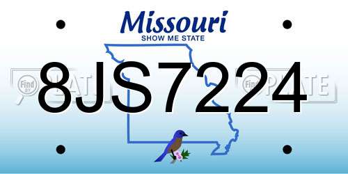 8JS7224 Missouri License Plate