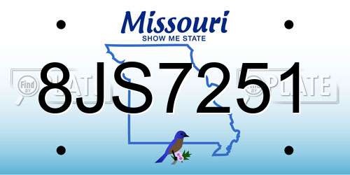 8JS7251 Missouri License Plate