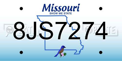 8JS7274 Missouri License Plate
