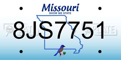 8JS7751 Missouri License Plate