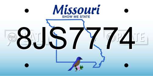 8JS7774 Missouri License Plate