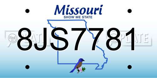 8JS7781 Missouri License Plate