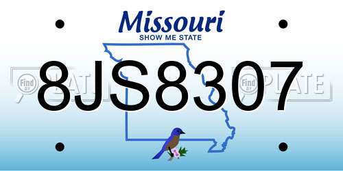 8JS8307 Missouri License Plate