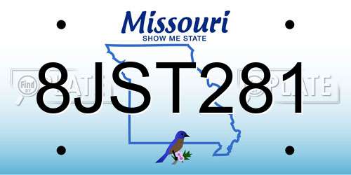 8JST281 Missouri License Plate