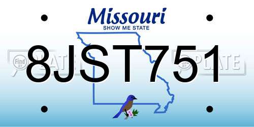 8JST751 Missouri License Plate