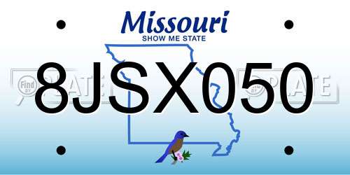 8JSX050 Missouri License Plate