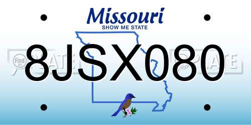 8JSX080 Missouri License Plate