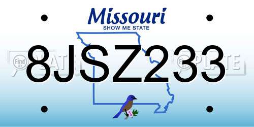 8JSZ233 Missouri License Plate