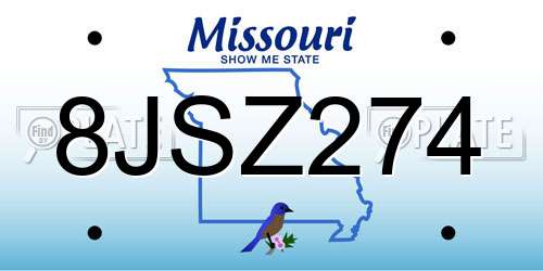 8JSZ274 Missouri License Plate