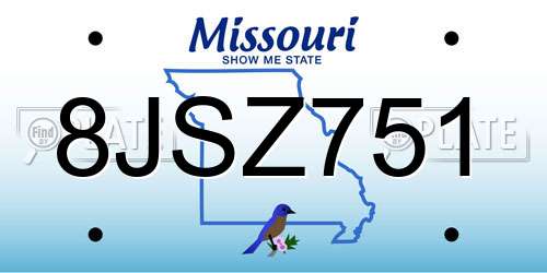 8JSZ751 Missouri License Plate