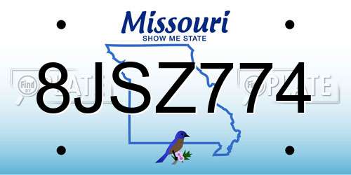 8JSZ774 Missouri License Plate
