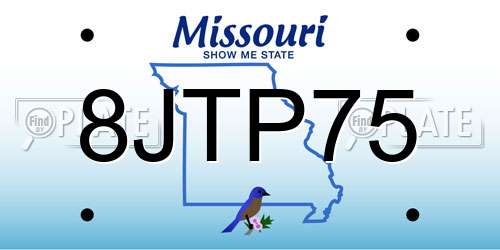 8JTP75 Missouri License Plate