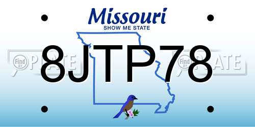 8JTP78 Missouri License Plate