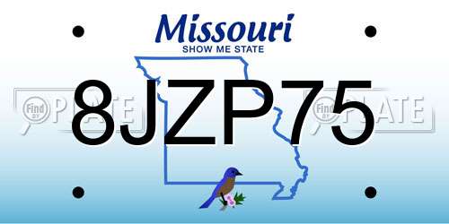 8JZP75 Missouri License Plate