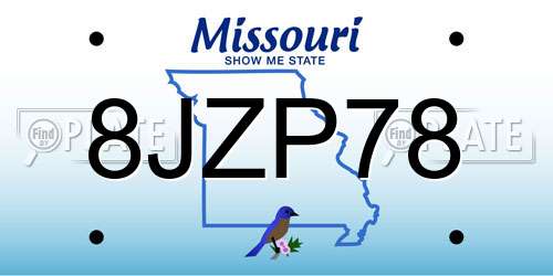 8JZP78 Missouri License Plate
