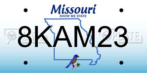 8KAM23 Missouri License Plate