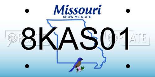 8KAS01 Missouri License Plate