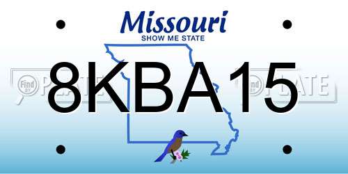 8KBA15 Missouri License Plate
