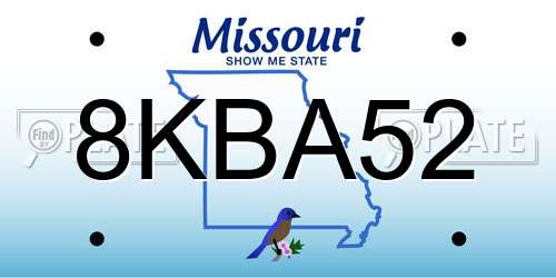 8KBA52 Missouri License Plate