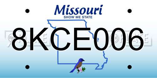 8KCE006 Missouri License Plate