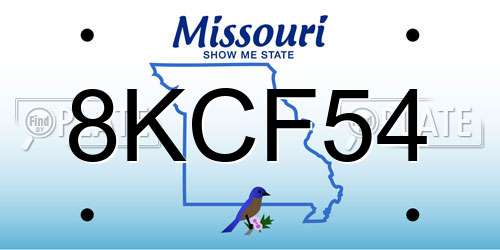 8KCF54 Missouri License Plate