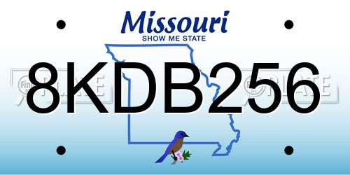8KDB256 Missouri License Plate