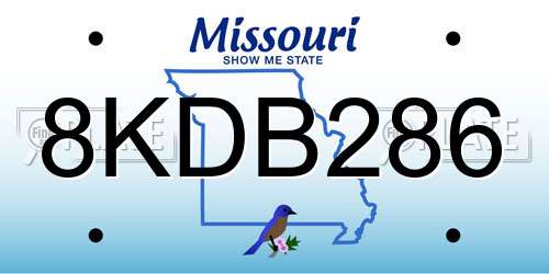 8KDB286 Missouri License Plate