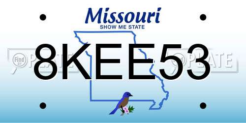 8KEE53 Missouri License Plate