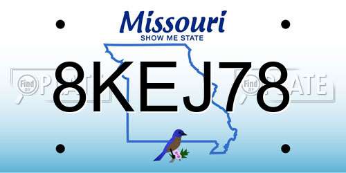 8KEJ78 Missouri License Plate