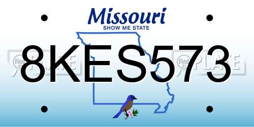 8KES573 Missouri License Plate