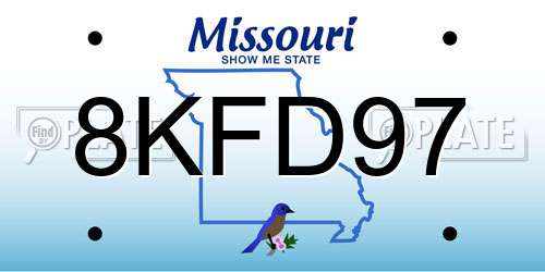 8KFD97 Missouri License Plate