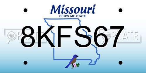 8KFS67 Missouri License Plate