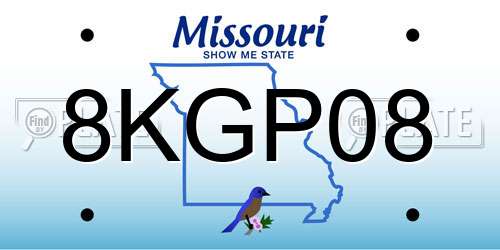 8KGP08 Missouri License Plate