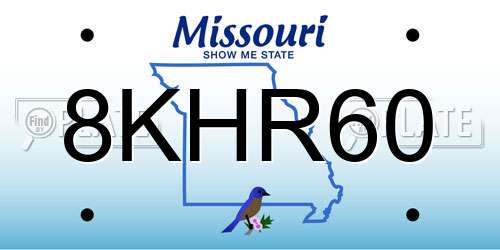 8KHR60 Missouri License Plate